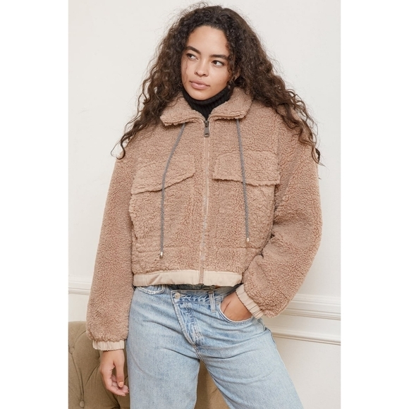 🆕 Lulus Cozy With You Taupe Faux Fur Drawstring Jacket Size XL - Picture 3 of 13